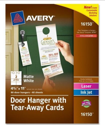 Avery 16150 Door Hanger w/Cards, Printable, 40/ 4-1/4&#034;x11&#034;, 80/cards,WE