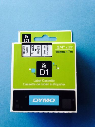 Dymo 45803 Label Tape D1 Black on White, 3/4&#034; X 23&#039;.