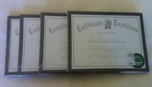 Four 8.5&#034; X 11&#034; Black Wood Document Frames made by DAX