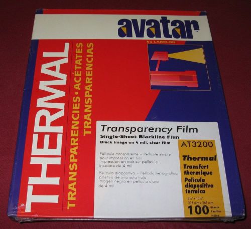 AVATAR THERMAL TRANSPARENCIES - 100 SHEETS  NEW IN BOX - UNOPENED