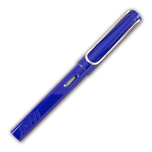 Lamy safari fountain pen, shiny blue barrel, fine nib (l14f) for sale