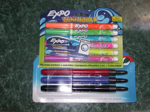 Expo markers 6 pack fine tip &amp; 3 pack click retractable free fast ship! for sale
