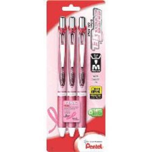 Pink BCA EnerGel Deluxe RTX Retractable Liquid Gel Pen Med Line Black Ink 3 Pack