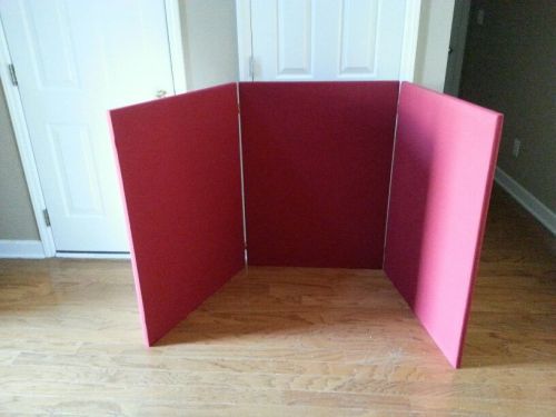 New Tabletop Tri Folding 3 Panel Red/White Presentation, Project Board w/Case