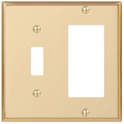 Polished brass toggle combination wall plate-1tgl/1rkr pbrs wallplate for sale