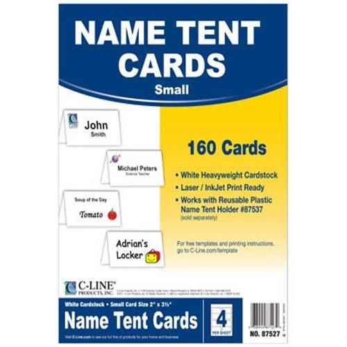 C-Line Small Scored White Name Tent Cardstock - 5 Boxes Free Shipping