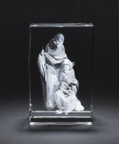 3D Religious Holy Family Jesus  Laser Engraved Crystal Glass Picture + LED Base