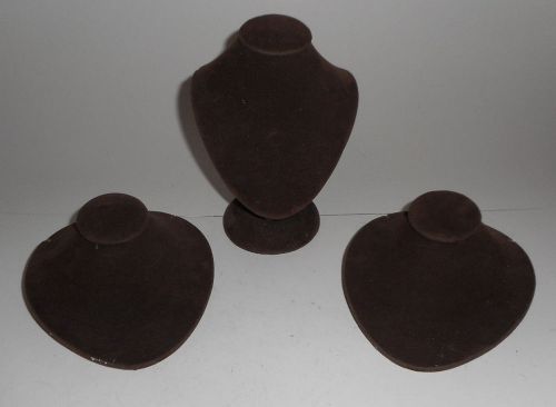 3 SMALL Necklace Bust Jewelry Display Stand BROWN  FELT