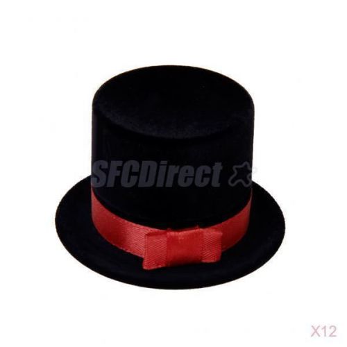12x Bridegroom Dress Hat Cap Velvet Ring Earring Display Storage Box Wedding