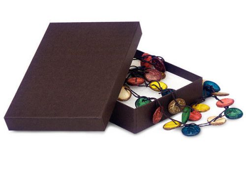 Lot 6 large chocolate brown kraft recycled 5.5x1&#034; jewelry gift boxes cottonfill for sale