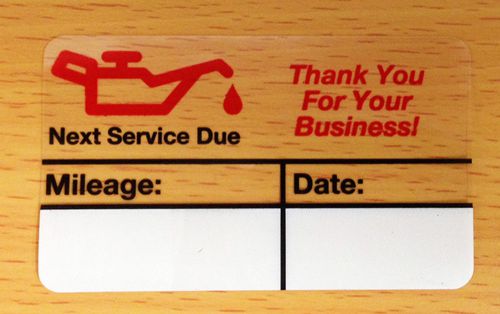 Oil Change Reminder Static Cling Stickers (1000+ Count) Free Sharpie With Order!