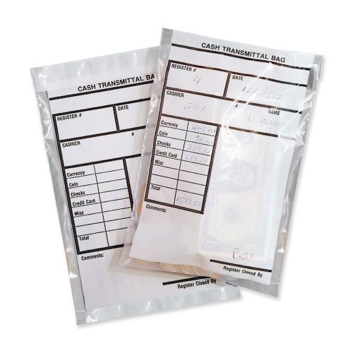 MMF Industries Cash Transmittal Bags, Self-Sealing with Permanent Adhesive, 6...