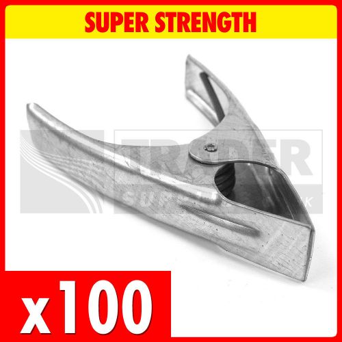 100 x goliath strong coil spring clamps 6&#034; market stall clips tarpaulin metal for sale