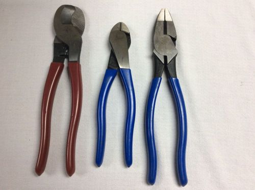 3 Diff Klein Tools High Leverage Cutting Pliers Cable Cutters D2000