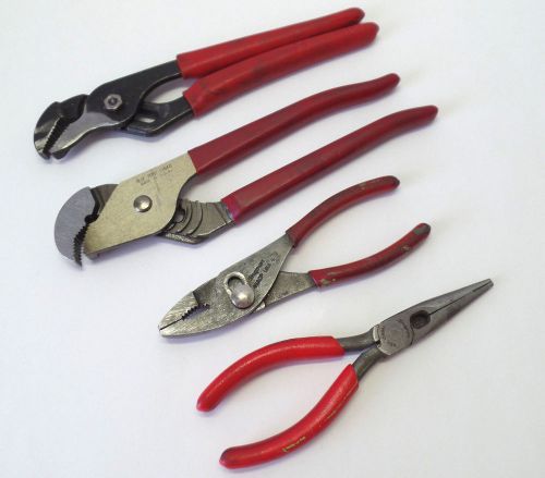 4 Each Snap On Pliers Slip Joint and Needle Nose
