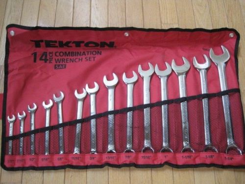 TEKTON 1942 Combination Wrench Set - SAE - 14-Piece w/Roll-up Storage Pouch &amp;Box