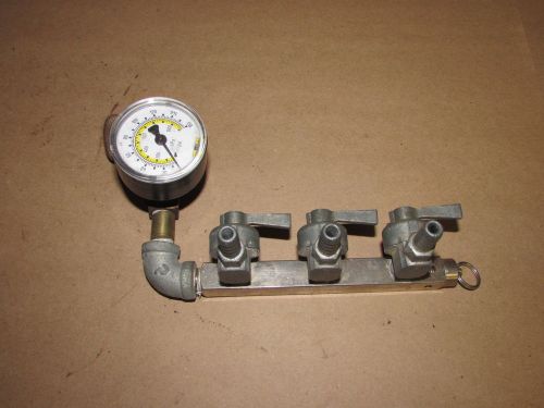 3-way co2 distribution block manifold draft beer keg gauge valves flow control for sale