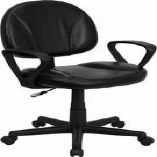 Flash Furniture BT-688-BK-A-GG Mid-Back Black Leather Ergonomic Task Chair with