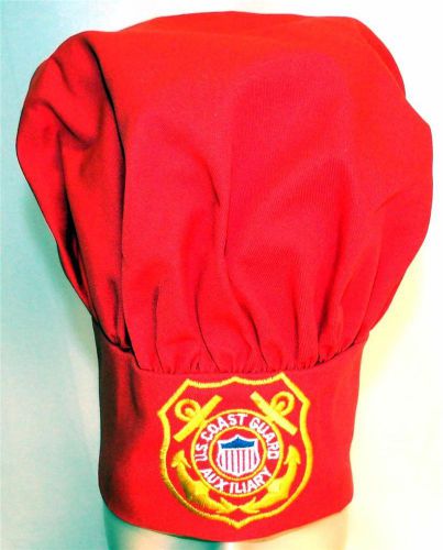 US Coast Guard Auxiliary Chef Hat Red Child Size Adjustable Kitchen Monogram NWT