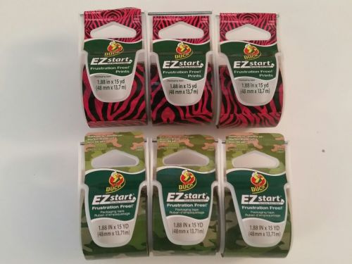 6 Duck EZ Start Packaging Tape (3 Pink Zebra and 3 Green Camouflage)