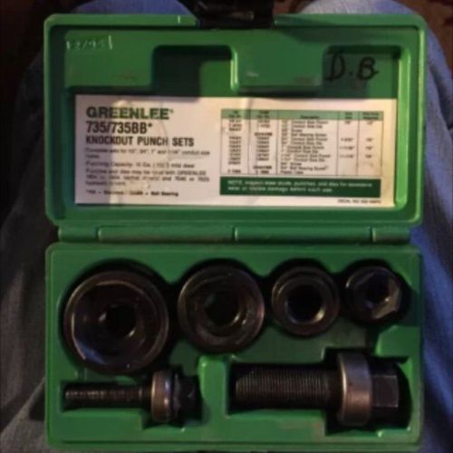 Greenlee 735bb ball bearing knockout punch set 1/2&#034; to 1-1/4&#034; electricians for sale