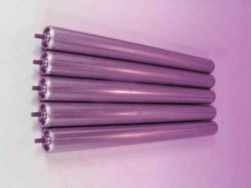 Lot of 5 Steel Conveyor Rollers 1-3/8 OD x 15-5/8 L 1/4&#034; Shaft 16-3/4 Overall