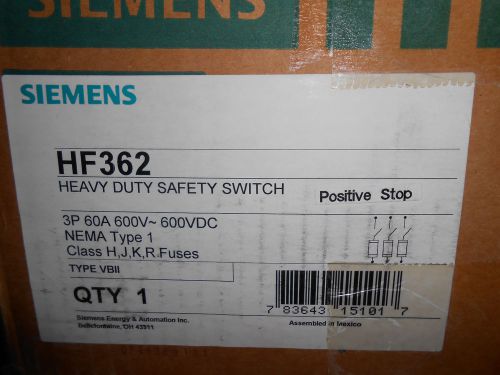 SIEMENS HF362 SAFETY SWITCH 60 AMP 600 VOLT DISCONNECT