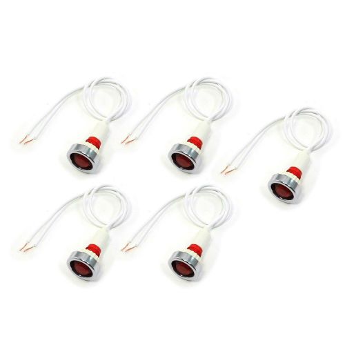 NEW 5 Pcs Red Indicator Signal Lamp Red Light w 19.5cm Long Cable