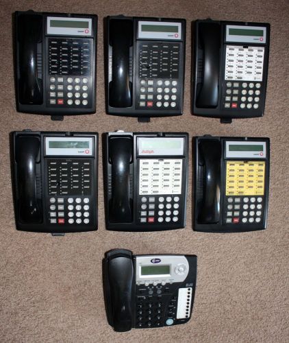 Lot of 7 Business Phones With Displays, 6 Lucent/Avaya Partner 18D &amp; 1 ATT 992