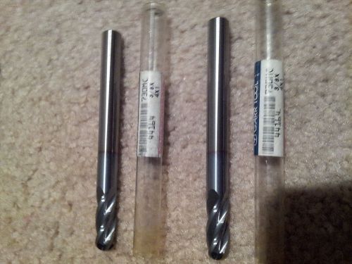 Garr carbide end mills 3/8&#034; od (2x) ticn coated!! full ball nose radius!! for sale