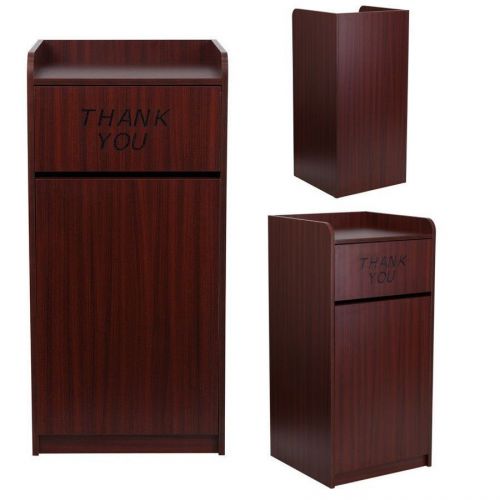 Commercial square wood tray top receptacle trash can garbage large capacity new for sale