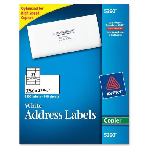 Avery 5360 copier white address labels, 1-1/2&#034;x2-3/4&#034; - (97 sheets/2037 labels) for sale