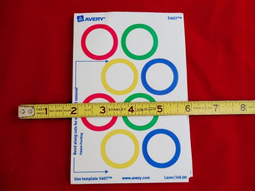 Avery round lables color coding labels red green blue yellow open pkg of 384 for sale