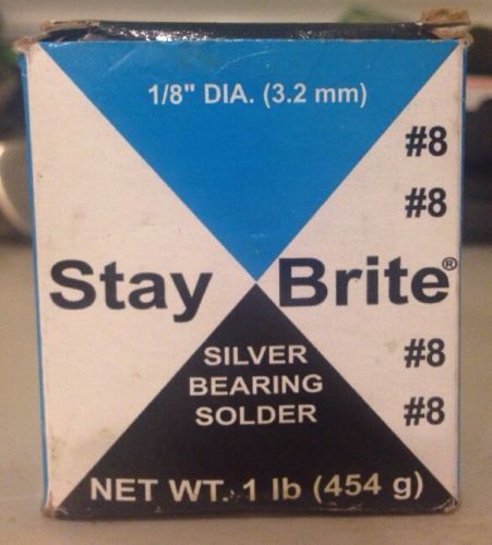 New Harris Stay Brite #8 Silver Bearing Solder 1/8&#034; DIA Net Wt. 1lb