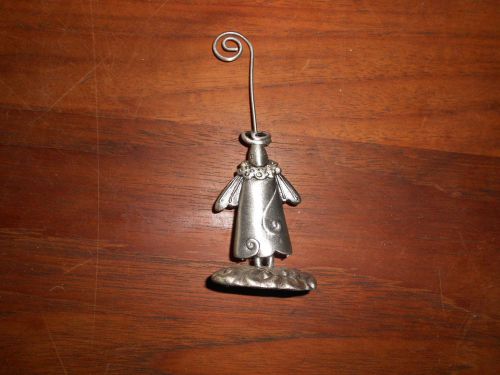 Christmas Holiday Pewter Angel Figurine Note Card Photo Holder / Paper Weight