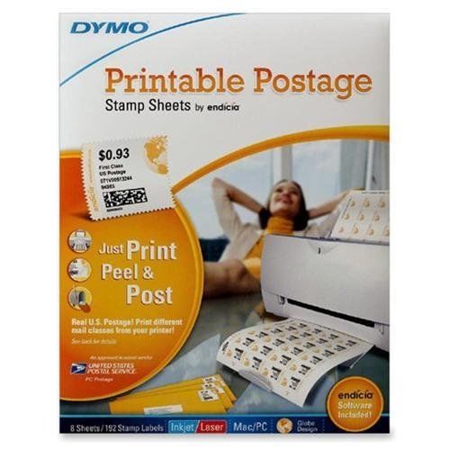 Dymo Printable Postage Stamp Label - 24/sheet 8 Sheet Blue, White