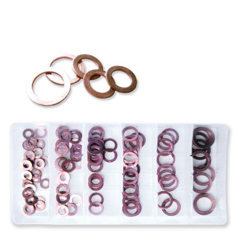 110pc copper washer assortment flat ring oil brake line sae for sale