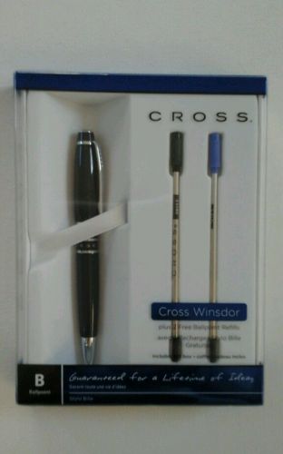 Cross Windsor Black New in Box with 2 Ballpoint Refills $25