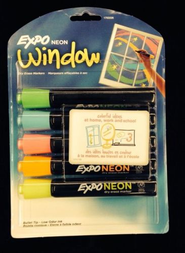 Expo Neon Window Dry Erase Markers, Bullet Tip, Assorted, Pack of 5 - SAN1752226