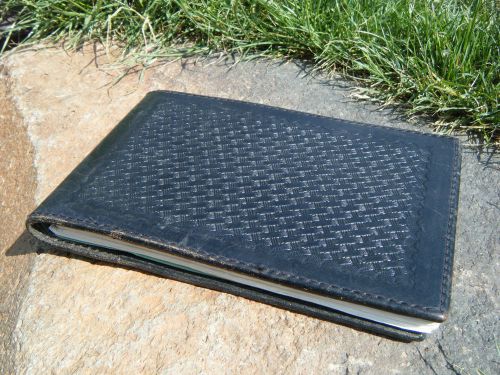 POLICE DETECTIVE SHERIFF LEATHER NOTE PAD HOLDER BASKET WEAVE W/ NOTES