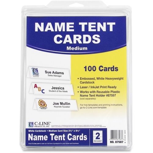 C-Line Tent Card - For Inkjet, Laser Print - 8.5&#034;x11&#034; -50/Box- White - CLI87587