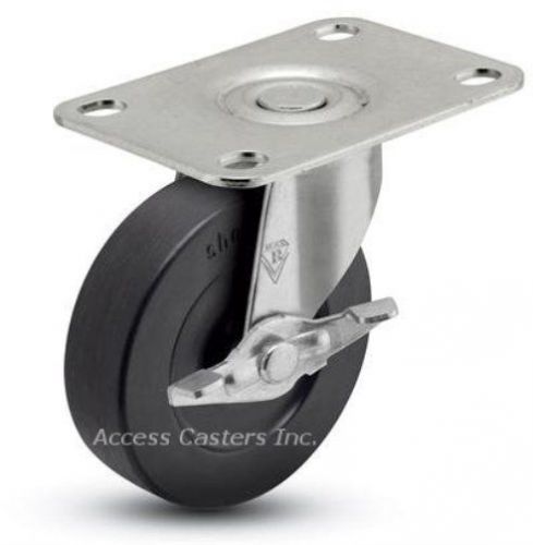 3spcrsb-108 3&#034; swivel caster w/ brake, soft rubber wheel, 1-3/16&#034; x 2&#034; top plate for sale