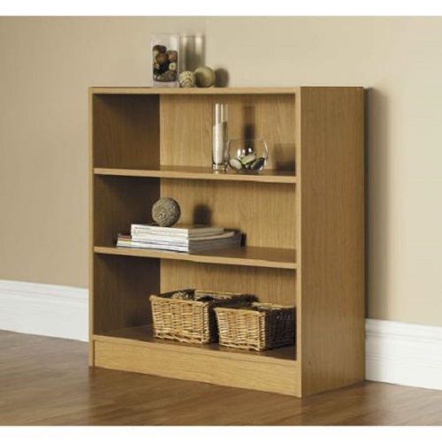 Adjustable 3 Shelf Bookcase Oak Wood Book Storage Shelving Organizer Furniture