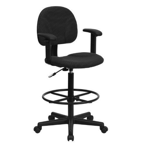Offex Patterned Fabric Drafting Stool with Arms Back Executive Computer Chair