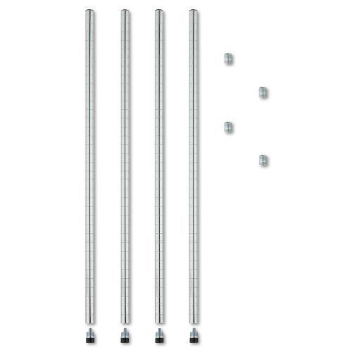 Alera Stackable 4-Pack Posts for Wire Shelving, 36-Inch, Silver