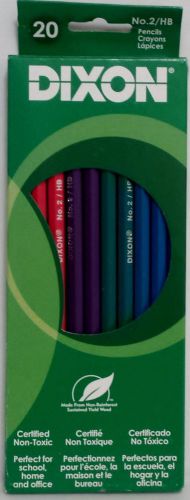 DIXON #2 Woodcase Pencils No.2 HB Hard Black Real Wood 20-Pack 12020 Assorted