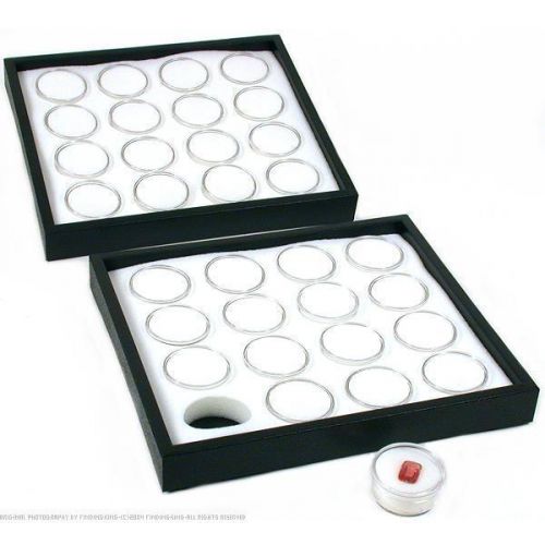 2 16 White Gem Jars Display Inserts &amp; Stackable Tray