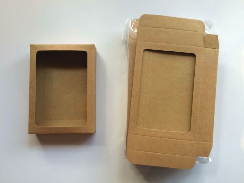 A1 4 Bar 3 3/4&#034; x 5 3/16&#034; Kraft Paper Window Stationery Card Box 25 Pcs WKR246