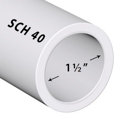 Premium Grade Landscape Pool Spa PVC Pipe Sch 40 1 1/2 Inch (1.5) 2 FT / White