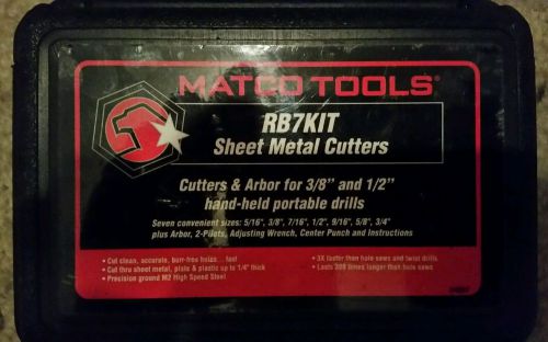Matco rb7kit sheet metal hole cutters &amp; arbor for sale
